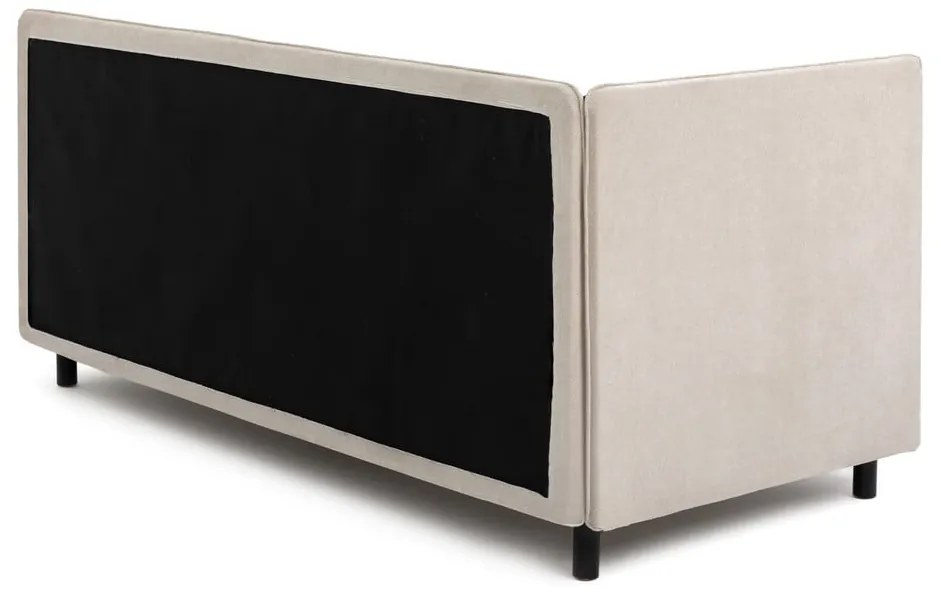 Бежово единично легло тапицирано с място за съхранение с включен матрак 120x200 cm Avela – Bonami Selection