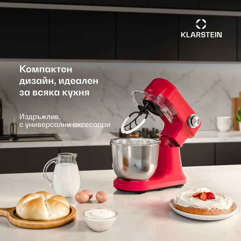 Klarstein Bella Evo кухненски робот | Планетарна смесителна система | 3 приставки за разбиване | 1500 W | 5 л