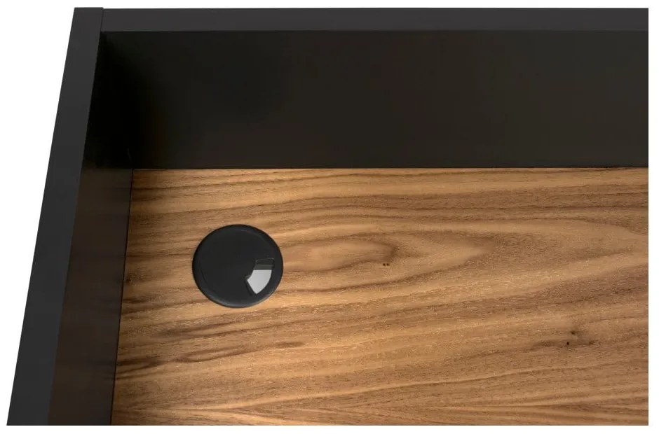 Черно работно бюро с детайли от орехово дърво Volga - TemaHome