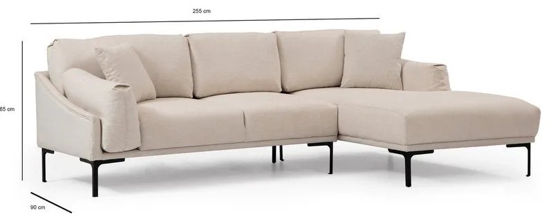 Светлобежов ъглов диван , десен ъгъл Leo - Artie