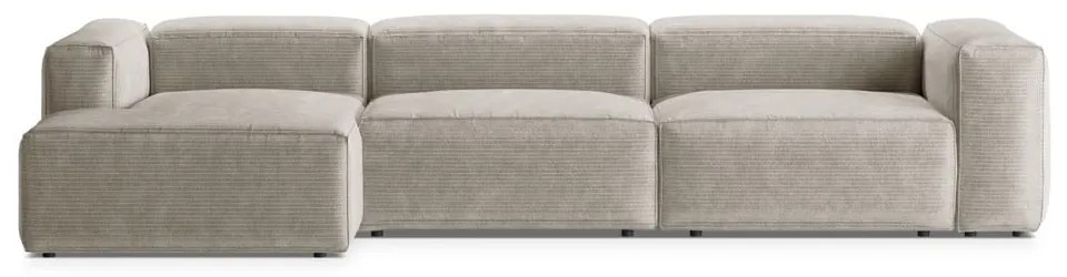 Бежов ъглов диван от рипсено кадифе (ляв ъгъл) Bergano – Cosmopolitan Design