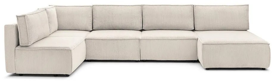 Кремав променлив велурен U-образен ъглов диван Nihad modular - Bobochic Paris