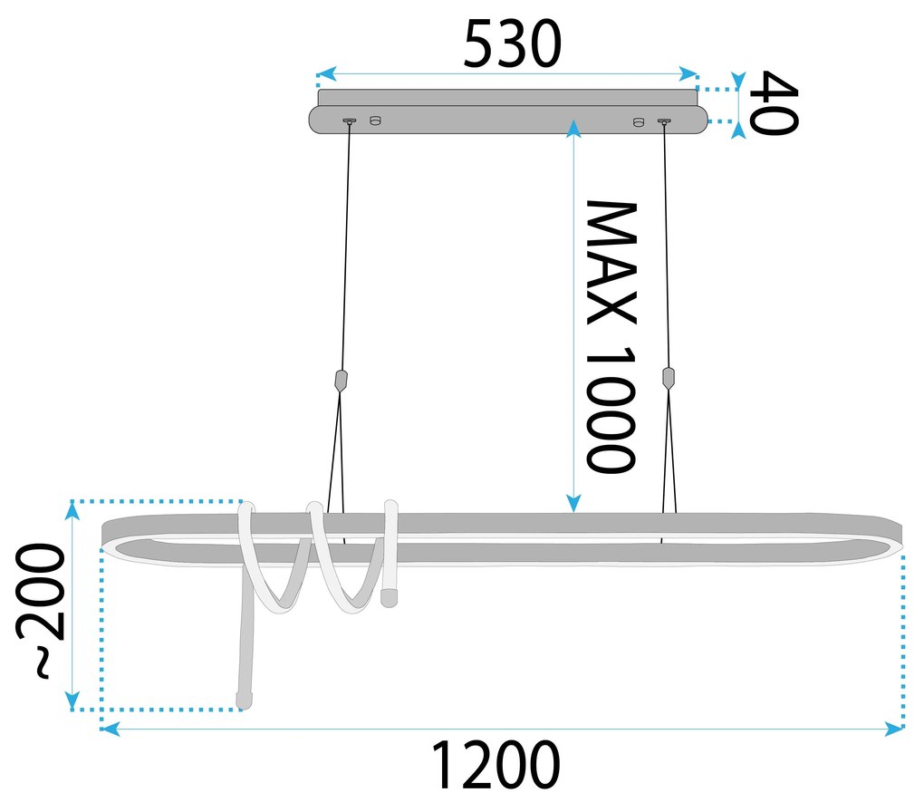 Лампа LED LHJ040-CP 120 cm BLACK