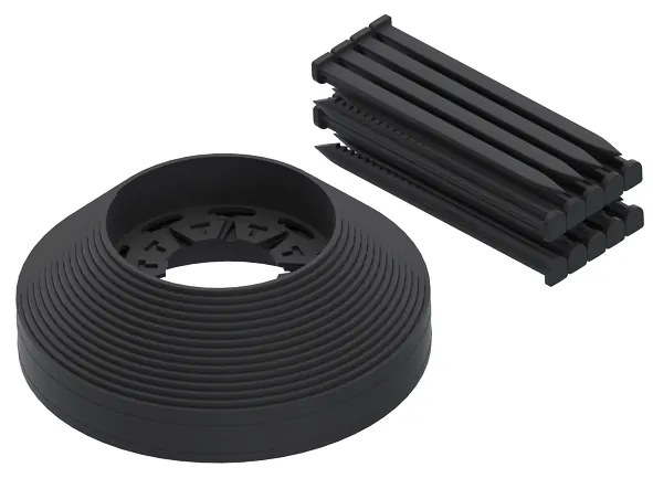 PE TERRA NewFixLight градински бордюр комплект, черен, котви (18 бр.) конектори (1 бр.) H38mm x L9m