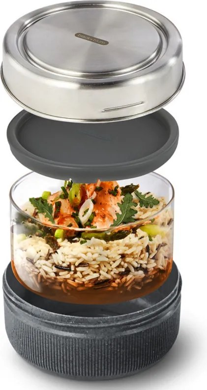 Стъклена кутия за обяд Black+Blum GR-LB-L015, 0.75 л, Съвместима с микровълнова и съдомиялна, Без BPA, Тъмносив