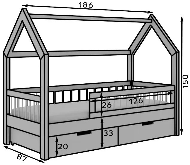Детско легло Luca-Fusiko-80 x 180