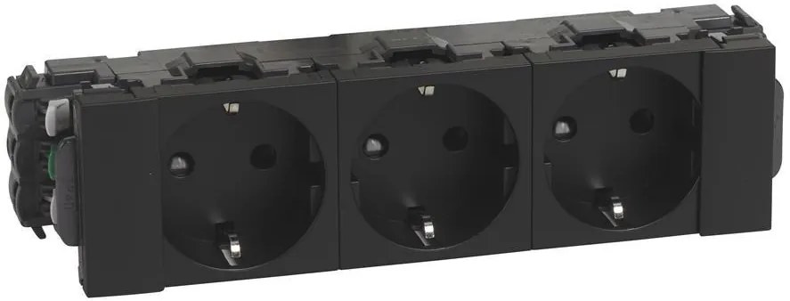 Legrand Контакт ШУКО ТРОЕН 16A 6 мод. цвят черен Mosaic  - 077233L