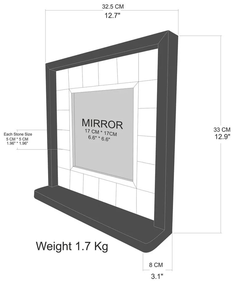 Стенно огледало с рафт с каменна рамка 32,5x33 см - Wallity