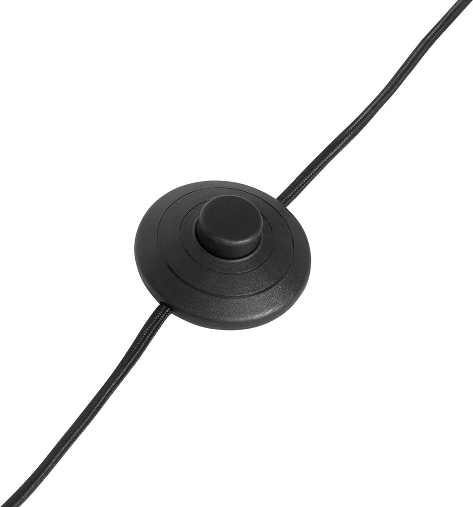 Подова лампа от орехово дърво с черен абажур със златист интериор 50 см - Tripod Classic