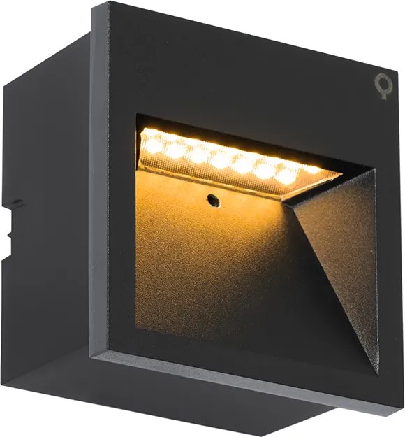 Комплект от 4 модерни вградени стенни лампи черни с LED - Gem 2