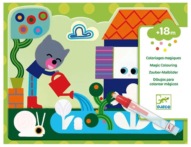 Djeco - Комплект оцвети картини с вода Hidden in the garden ST1