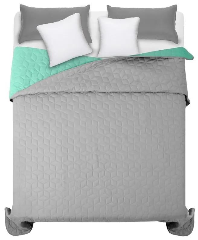 Светлозелена покривка за двойно легло с ромбовидна шарка 220 x 240 cm