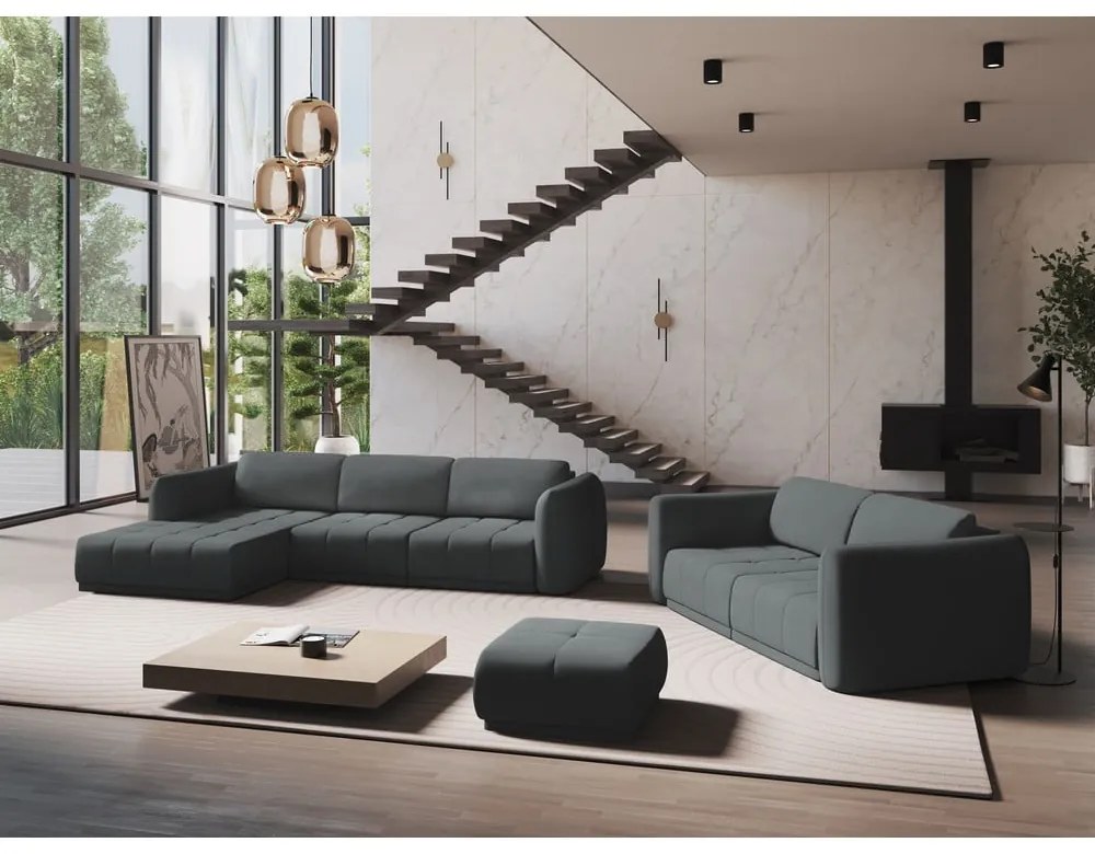 Тъмносив ъглов диван (ляв ъгъл) Hoku – Makamii