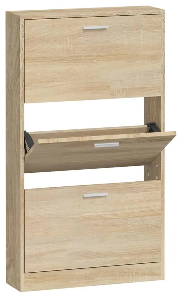 342527 vidaXL Шкаф за обувки, дъб, 59x17x108 см, инженерно дърво