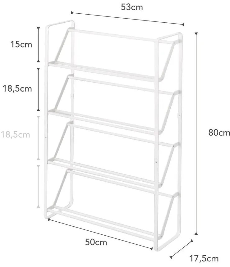 Бяла метална рамка за стойка за обувки - YAMAZAKI