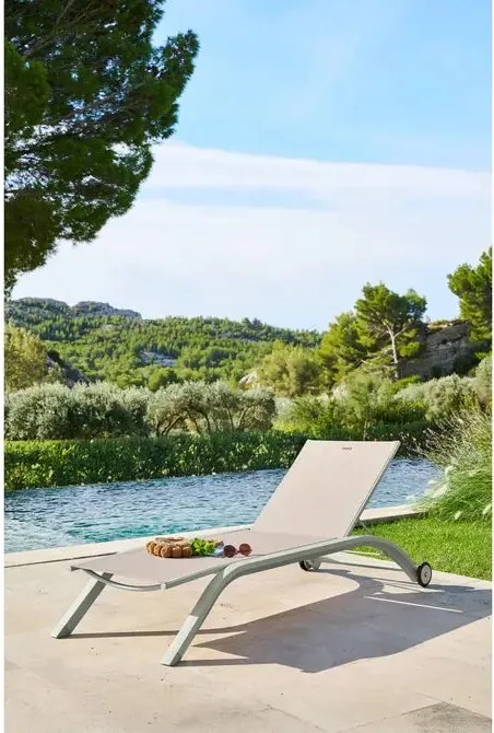 Сгъваем шезлонг с колелца Hesperide Jimani, Алуминий, Регулируем - Звезден анасон/Глина