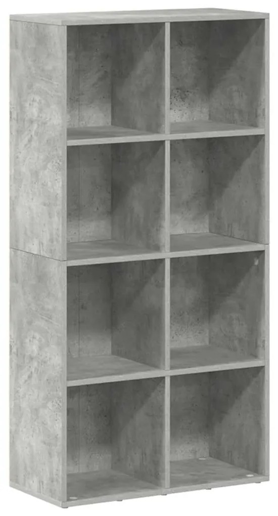 800157 vidaXL Библиотека/бюфет, бетонно сива, 66x30x130 см, инженерно дърво