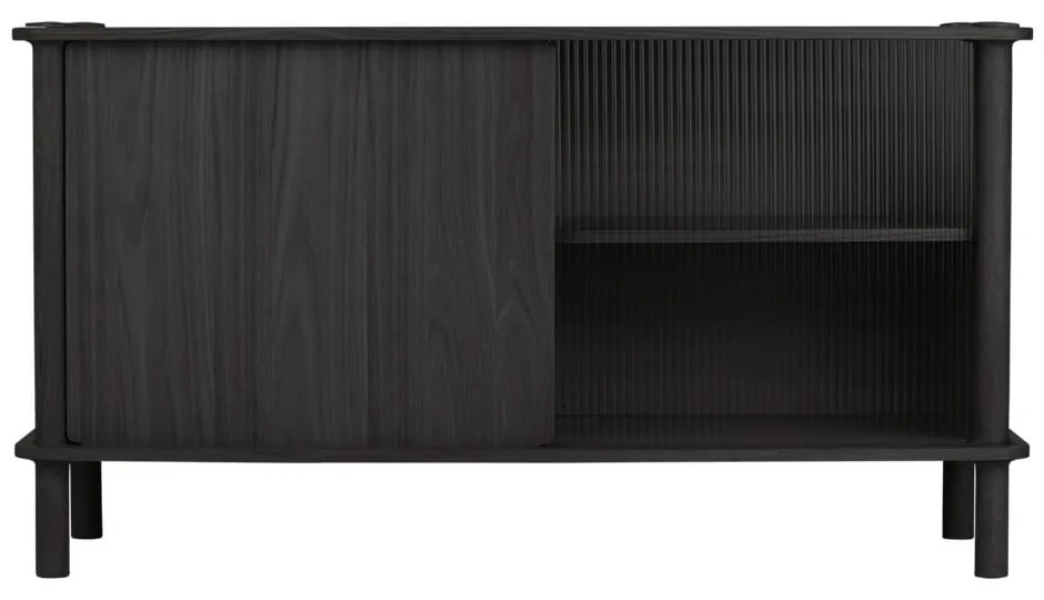 Черна витрина от масивен дъб с плъзгащи се врати 135x73,5x48 cm Italic – UMAGE