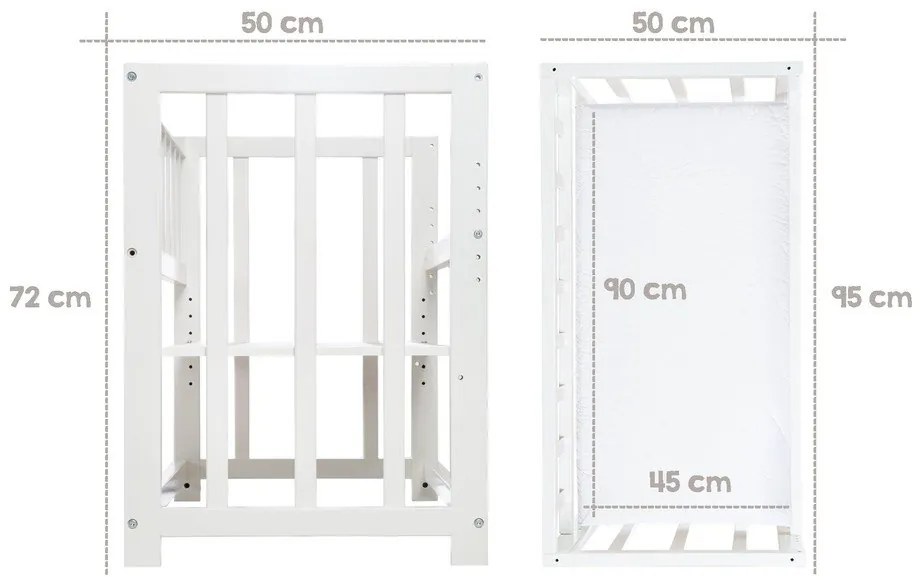 Бяла люлка с регулируема височина/за съвместно спане 90x45 cm Woodland Buddies – Roba