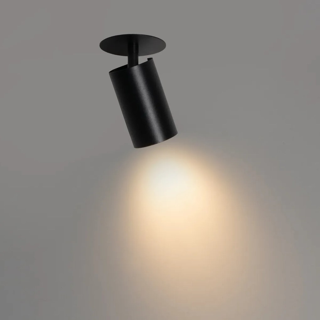 Модерен вграден прожектор черен GU10 50mm - Chels