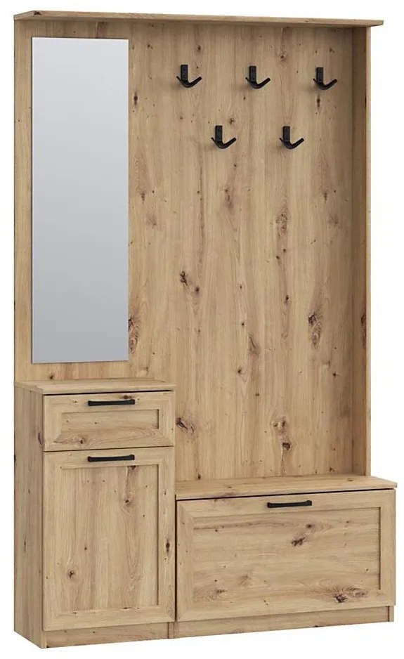 Стенна за антре с огледало KAVI, артизански дъб