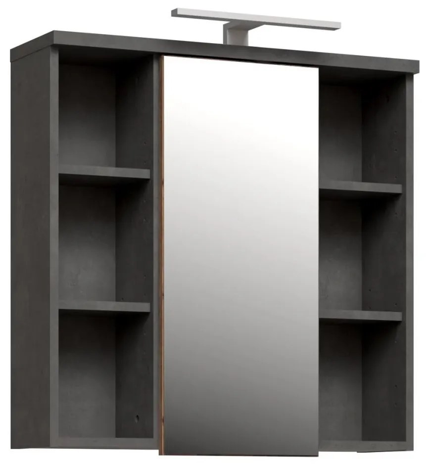 Стенен шкаф за баня с огледало VENOM антрацит/кафяв