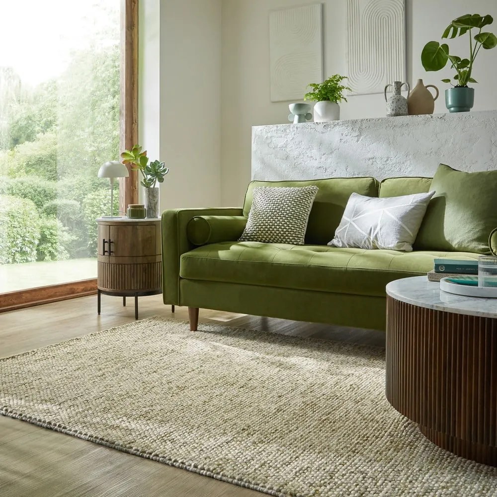 Ръчно изработен килим със смес от вълна в цвят каки 80x150 cm Minerals – Flair Rugs