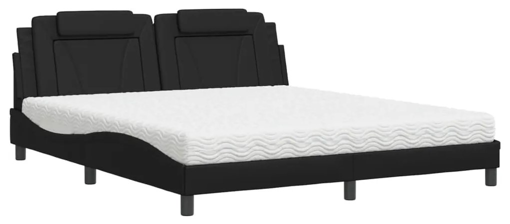 3208810 vidaXL Легло Viana без матрак, черно, 180x200 см, изкуствена кожа