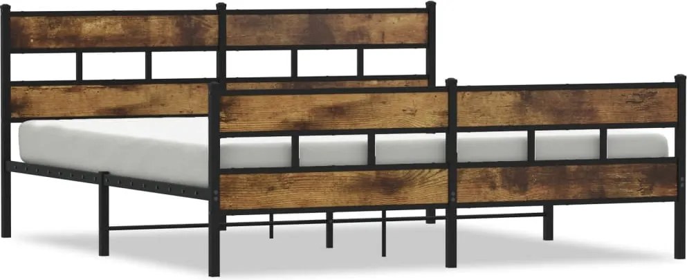 3308466 vidaXL Метална рамка за легло, без матрак, опушен дъб, 180x200 см