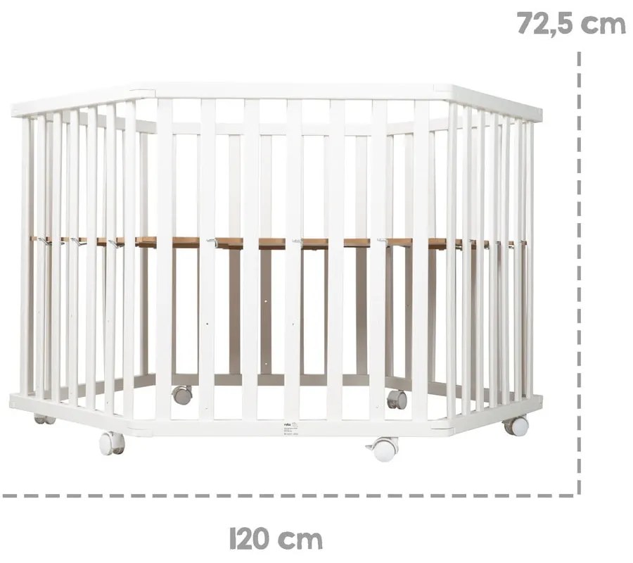 Бяла кошара за игра с регулируема височина/на колелца – Roba