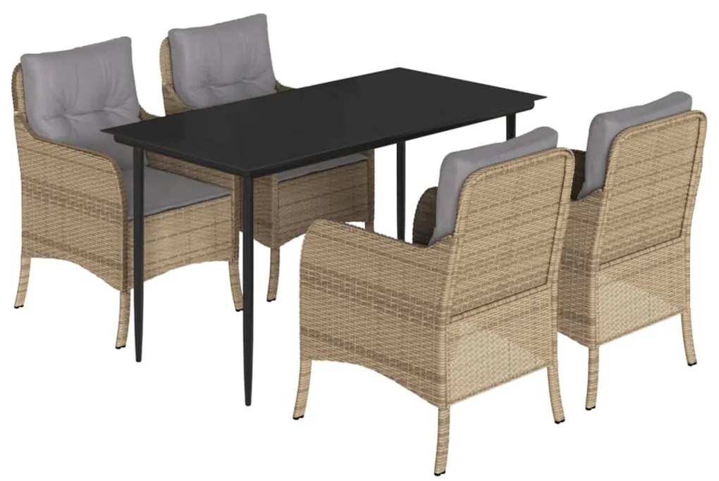 3211978 vidaXL Градински комплект с възглавници, 5 части, бежов полиратан