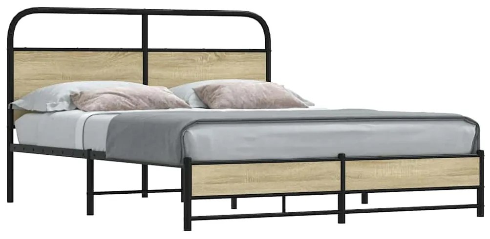 3318688 vidaXL Метална рамка за легло, без матрак, сонома дъб, 160x200 см
