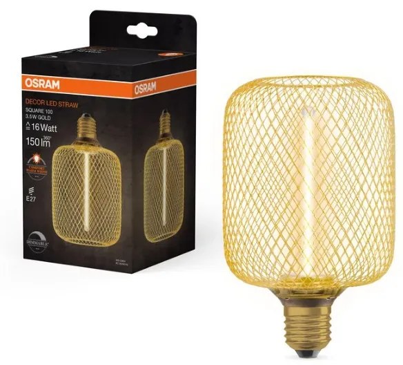 LEDVANCE LED ЛАМПА DECOR STR SQ100 GOLD/DIM 3.5W/818 E27  - 4058075840188