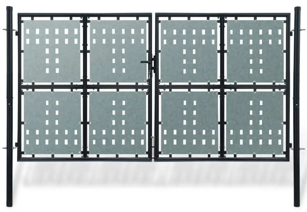 Двойна оградна врата 300 х 200 см, цвят черен