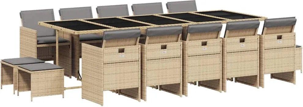 3210636 vidaXL Градински комплект с възглавници 15 части бежов микс полиратан