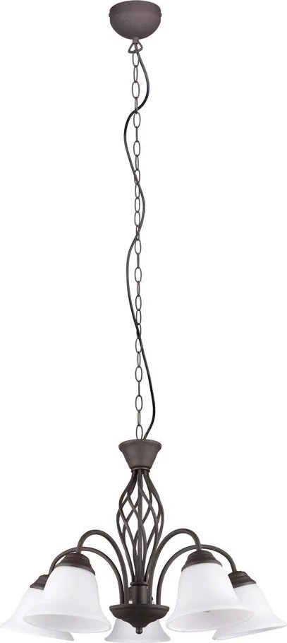 Тъмнокафяво висящо осветително тяло със стъклен абажур ø 60 cm Rustica – Trio