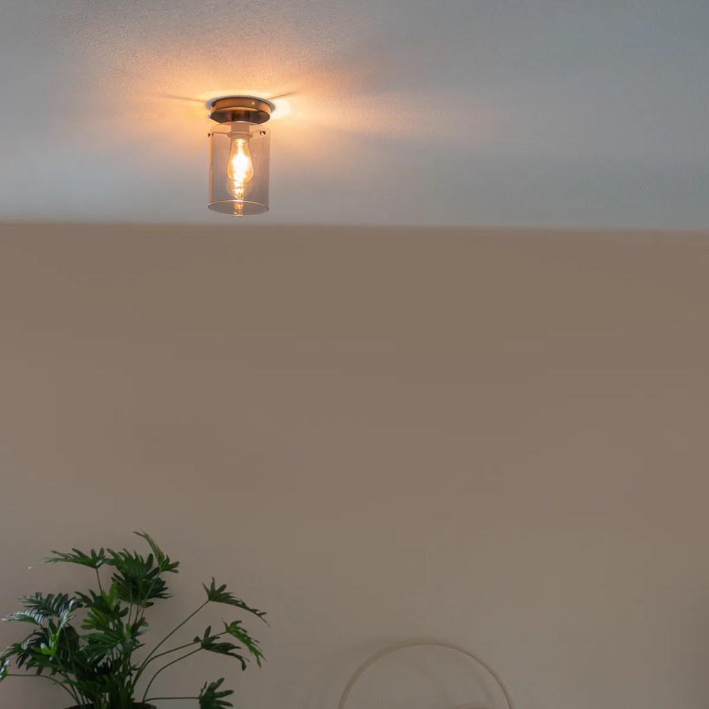 Интелигентна таванна лампа черна с димно стъкло, включваща Wifi ST64 - Dome