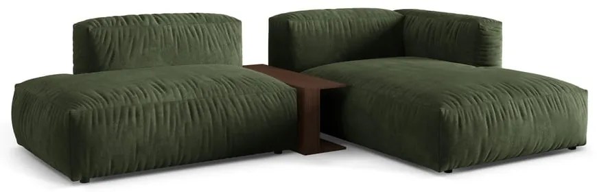Зелен кадифен модулен ъглов диван (десен ъгъл) Martina – Micadoni