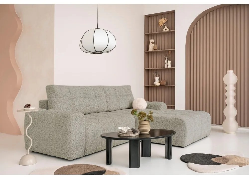 Светлокафяв разтегателен модулен ъглов диван с място за съхранение (десен ъгъл) Lulu – Miuform