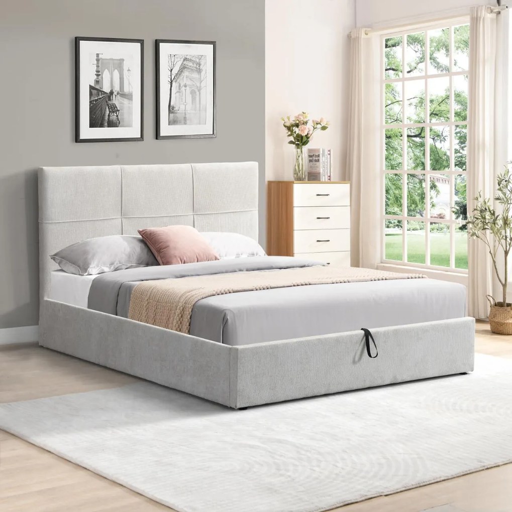 Тапицирано легло Raziel-Бежово-160x200-Lift-Storage