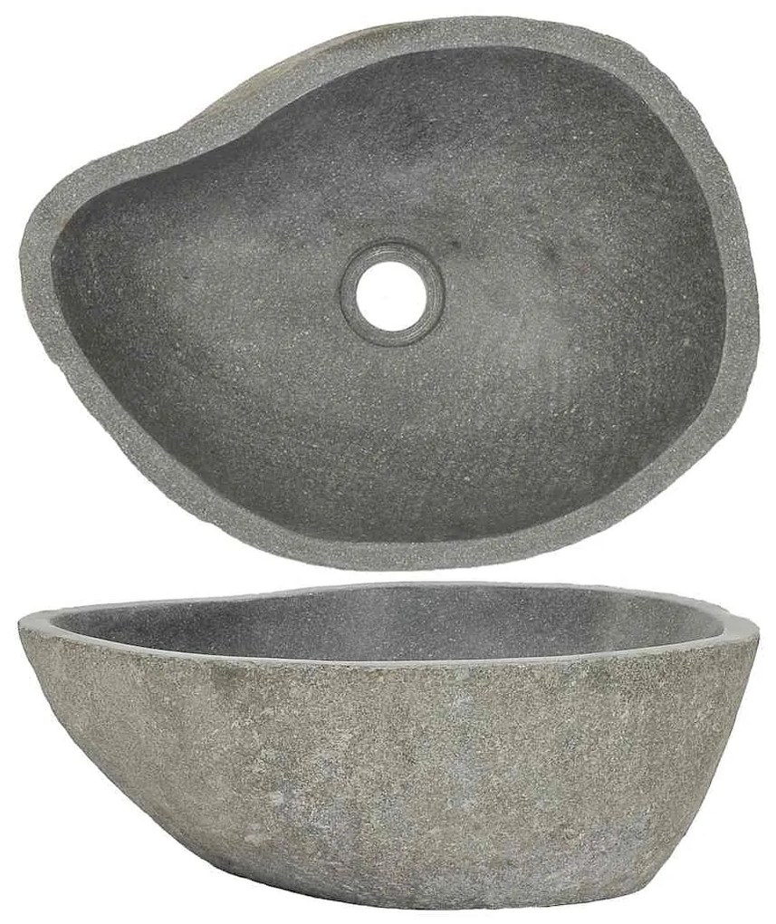 146213 vidaXL Мивка от речен камък, овална, (37-46)x(29-36) см