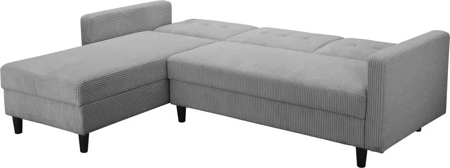 Светлосив сгъваем ъглов диван от рипсено кадифе Hartford – Støraa