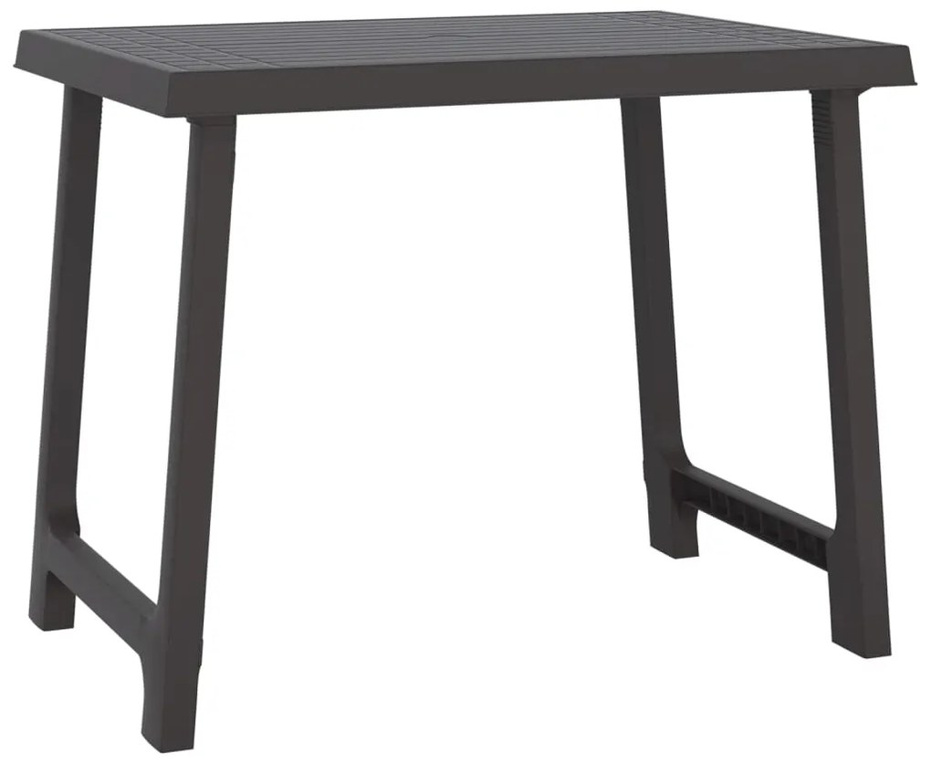 364735 vidaXL Маса за къмпинг, антрацит, 79x56x64 см, PP, дървена визия