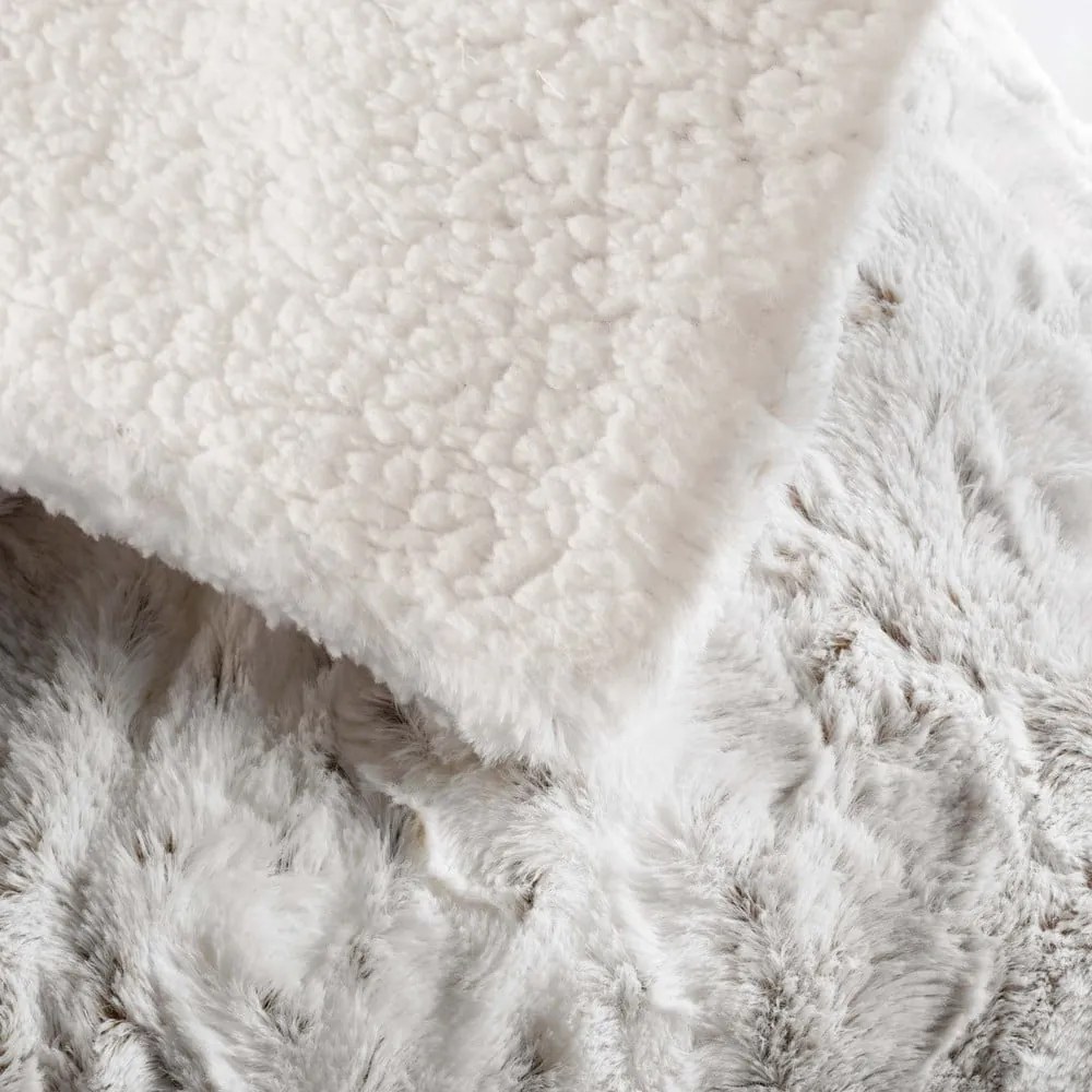 Сиво-бежово одеяло от изкуствена кожа 180x220 cm Alaska – douceur d'intérieur