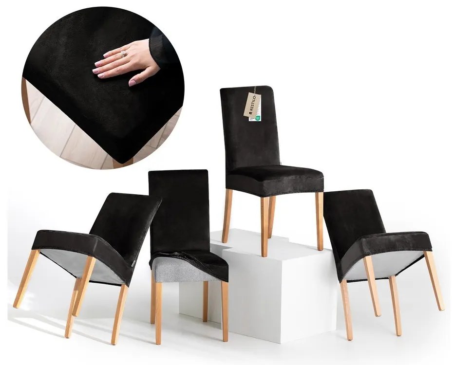 Черни ластични покривала за стол в комплект от 4 бр. 48 cm Sento – Restilo