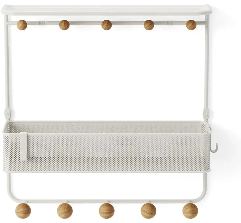 Бяла метална стенна закачалка с рафт Estique - Umbra