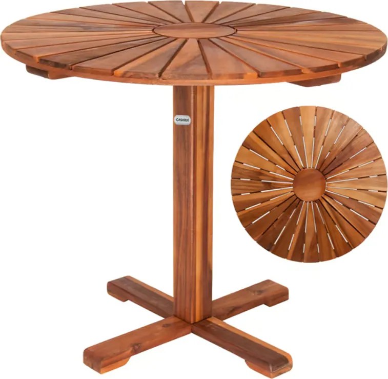 Кръгла градинска маса от масив от акация - 70 см