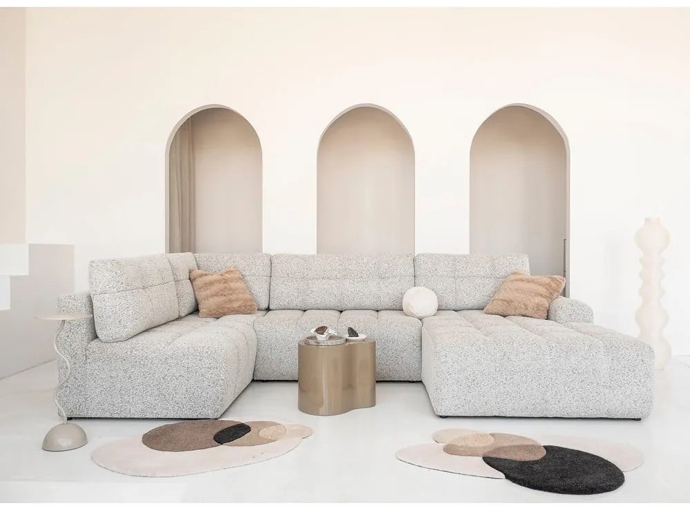 Бежов разтегателен модулен ъглов диван с място за съхранение (ляв ъгъл) Lulu – Miuform