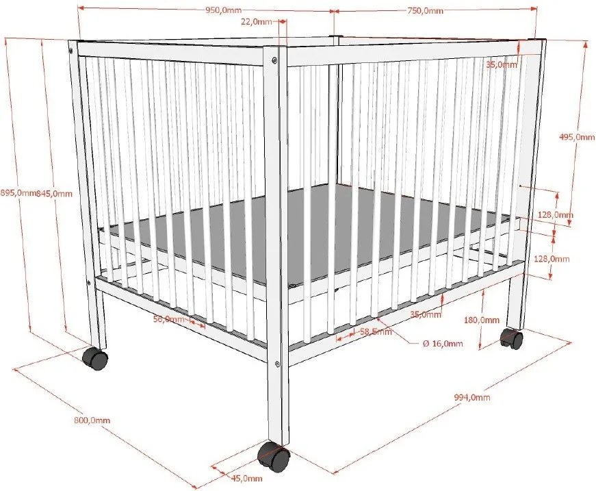 Кафява кошара за игра от масивен бук 95x75 cm Dino – Vipack