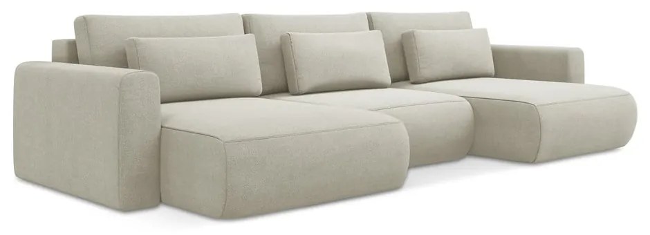 Бежов разтегателен ъглов диван с място за съхранение (U форма) Kapua – Makamii